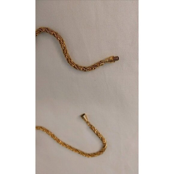 Gold Tone Rope Necklace Twisted Chain with Gold Tone Ball Spheres - Picture 10 of 10